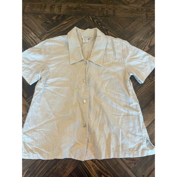 Coldwater Creek Linen Button Up Shirt Women Small Lagenlook Cottage Beachy Trip - Picture 1 of 7